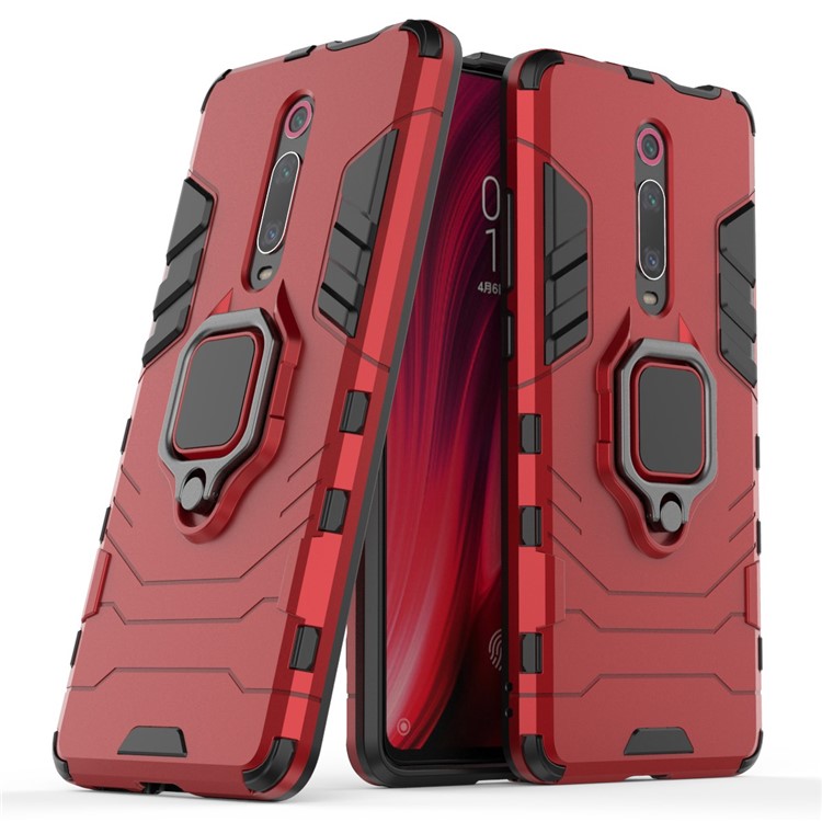 Rotating Ring Kickstand Armor Style PC+TPU Protective Case for Xiaomi Redmi K20 / K20 Pro - Red-1