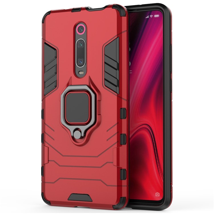 Rotating Ring Kickstand Armor Style PC+TPU Protective Case for Xiaomi Redmi K20 / K20 Pro - Red-2