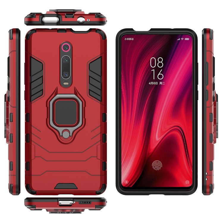 Rotating Ring Kickstand Armor Style PC+TPU Protective Case for Xiaomi Redmi K20 / K20 Pro - Red-4