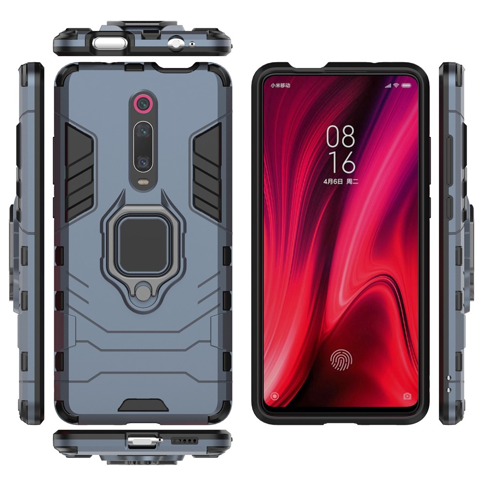 Rotating Ring Kickstand Armor Style PC+TPU Protective Case for Xiaomi Redmi K20 / K20 Pro - Blue-4