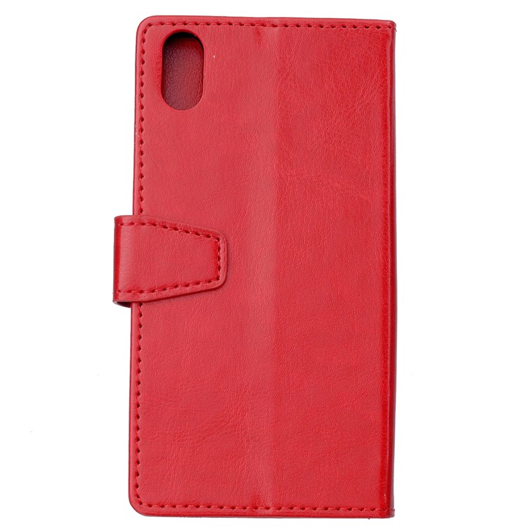 Crazy Horse Leather Wallet Stand Case for Xiaomi Redmi 7A - Red-10