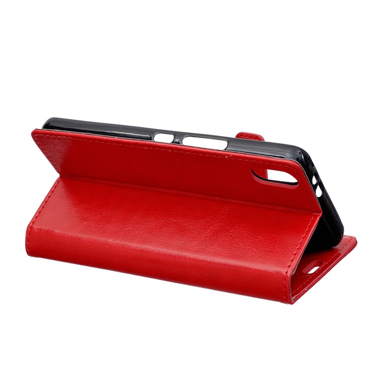 Crazy Horse Leather Wallet Stand Case for Xiaomi Redmi 7A - Red-8