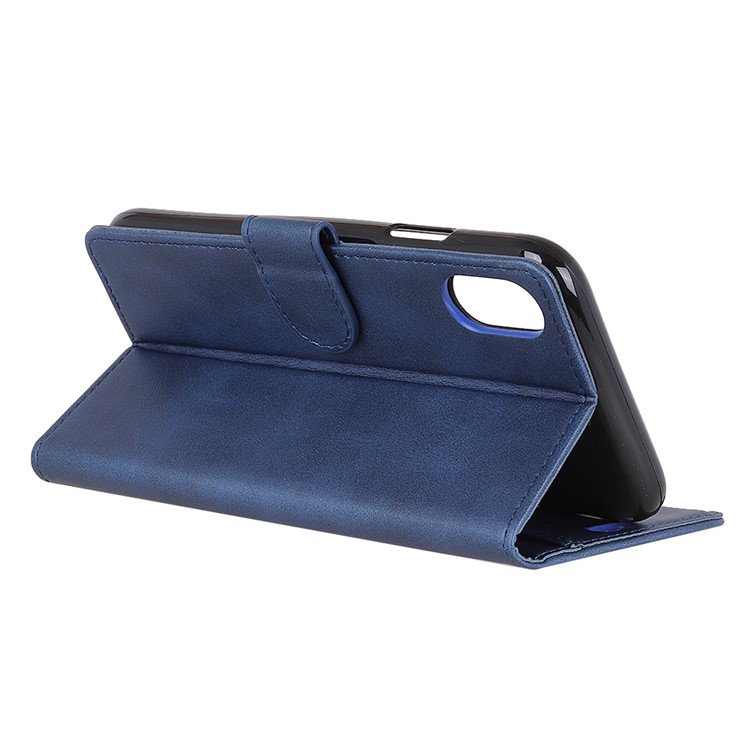 Matte Skin Wallet Leather Stand Case for Xiaomi Redmi 7A - Blue-11