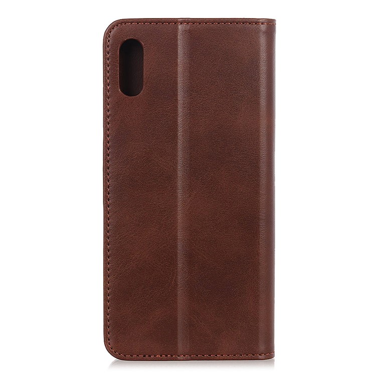 Auto-absorbed Split Leather Wallet Case for Xiaomi Redmi 7A - Coffee-7