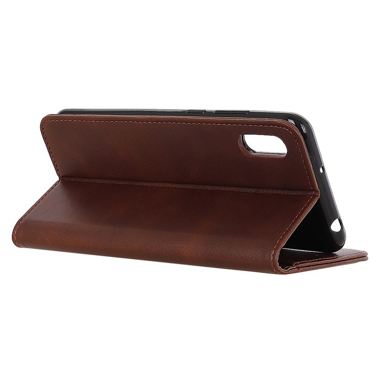 Auto-absorbed Split Leather Wallet Case for Xiaomi Redmi 7A - Coffee-8