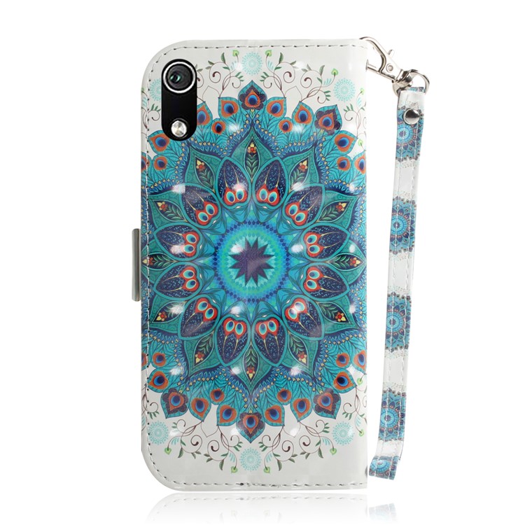 Pattern Printing Light Spot Decor Leather Wallet Case for Xiaomi Redmi 7A - Blue Flower-3