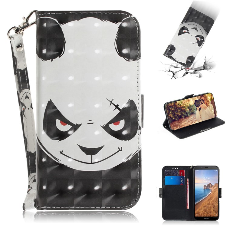 Pattern Printing Light Spot Decor Leather Wallet Case for Xiaomi Redmi 7A - Panda Pattern-1