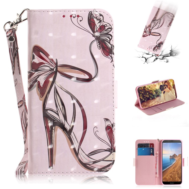 Pattern Printing Light Spot Decor Leather Wallet Case for Xiaomi Redmi 7A - High-heeled Shoes-1