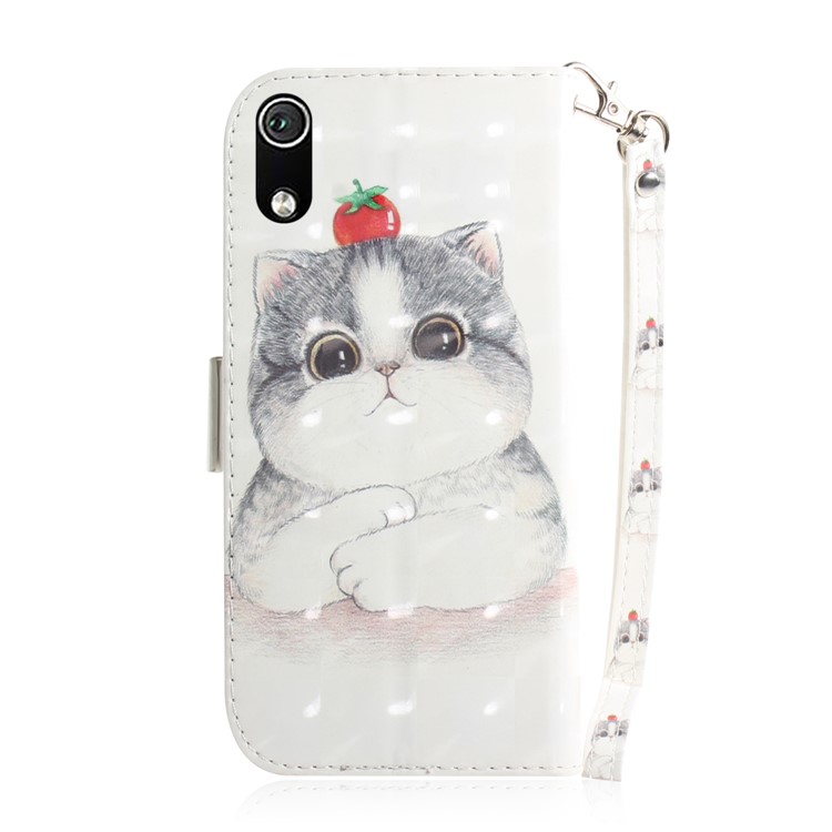 Pattern Printing Light Spot Decor Leather Wallet Case for Xiaomi Redmi 7A - Cat Holding a Tomato-3