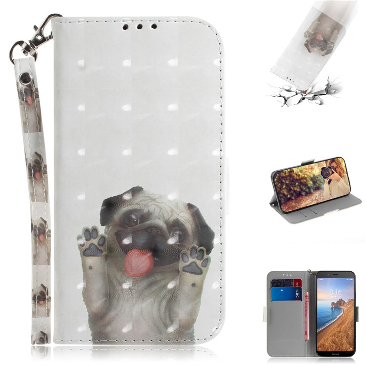 Pattern Printing Light Spot Decor Leather Wallet Case for Xiaomi Redmi 7A - Dog-1