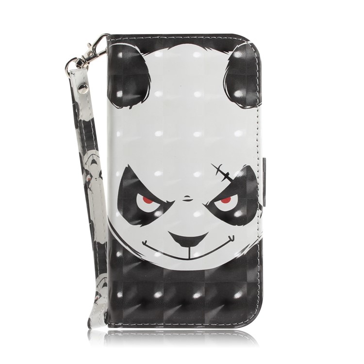 3D Light Spot Decor Pattern Printing Leather Wallet Stand Case with Strap for Xiaomi Redmi K20/K20 Pro - Panda Face-2