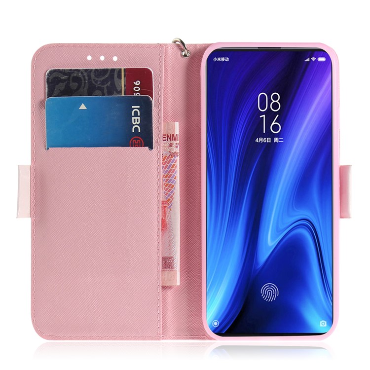3D Light Spot Decor Pattern Printing Leather Wallet Stand Case with Strap for Xiaomi Redmi K20/K20 Pro - Cute Panda-7