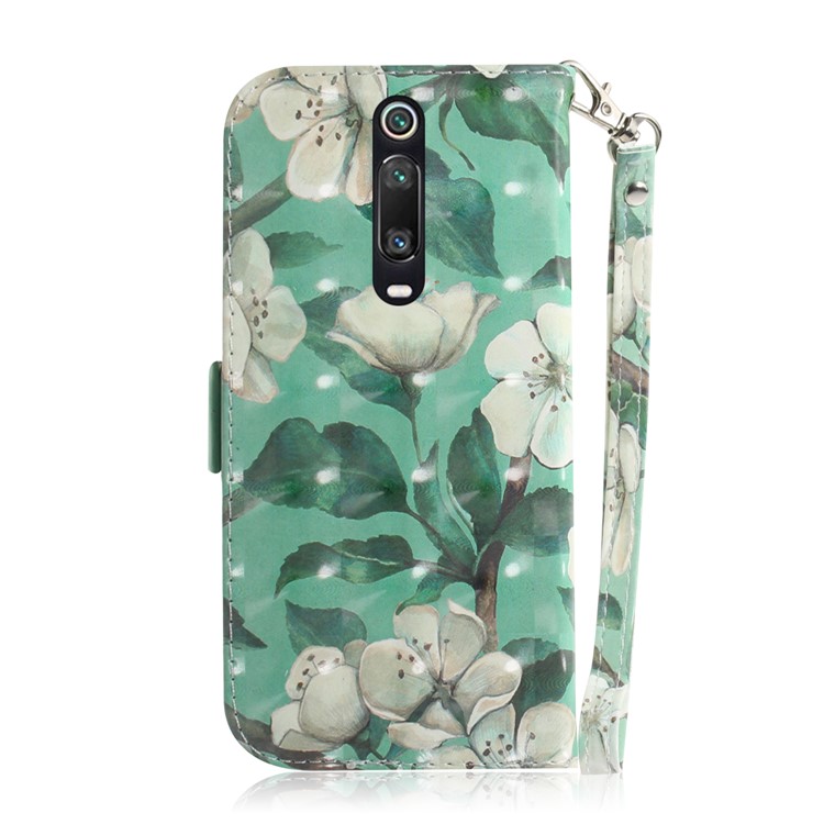3D Light Spot Decor Pattern Printing Leather Wallet Stand Case with Strap for Xiaomi Redmi K20/K20 Pro - Blossom-3