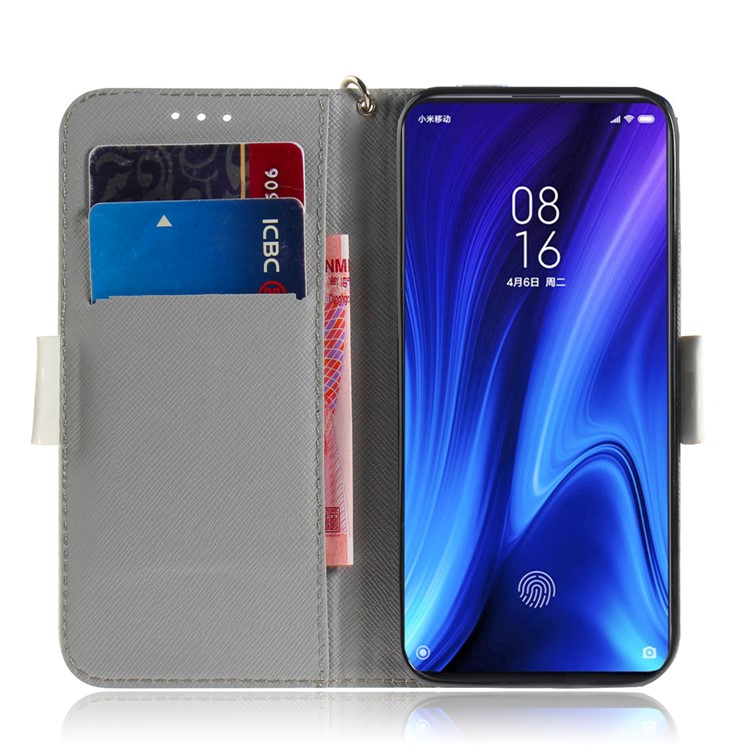 3D Light Spot Decor Pattern Printing Leather Wallet Stand Case with Strap for Xiaomi Redmi K20/K20 Pro - Blossom-7