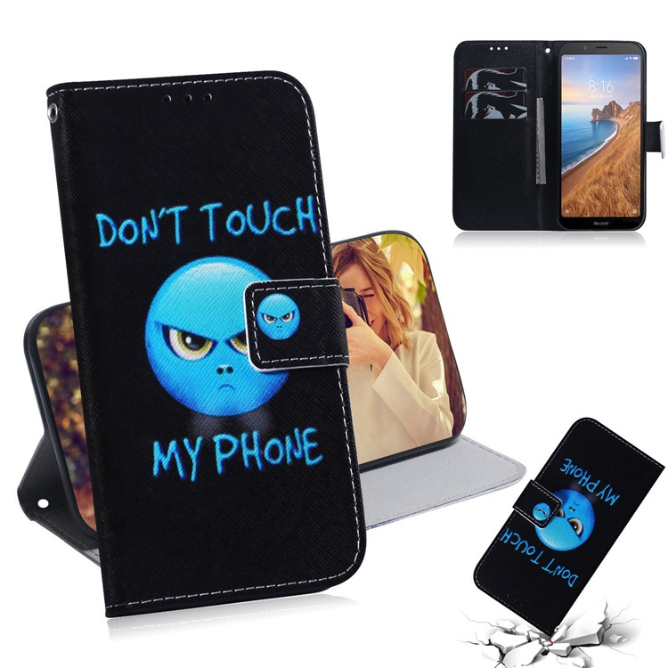Pattern Printing Leather Wallet Case for Xiaomi Redmi 7A - Do not Touch My Phone-1