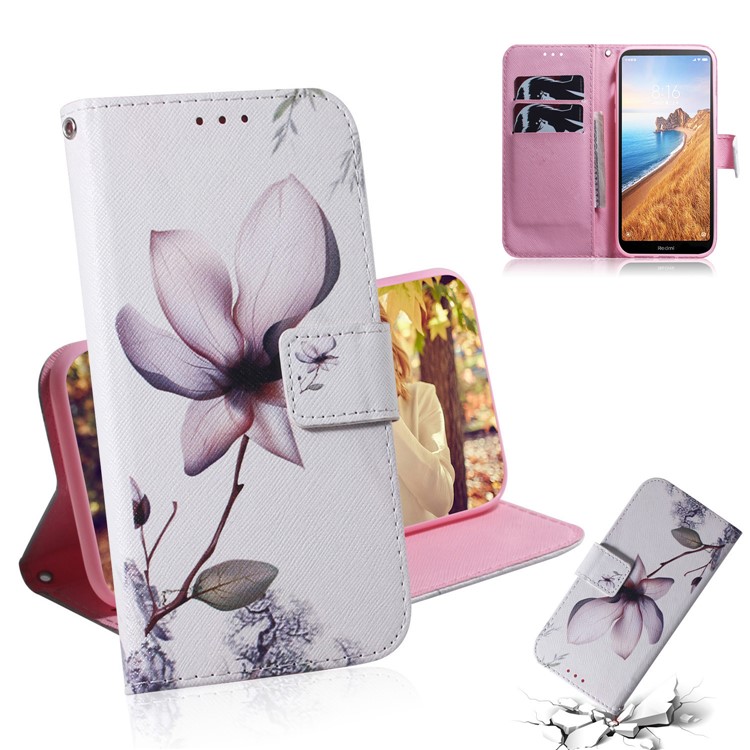 Pattern Printing Leather Wallet Case for Xiaomi Redmi 7A - Beautiful Flowers-1