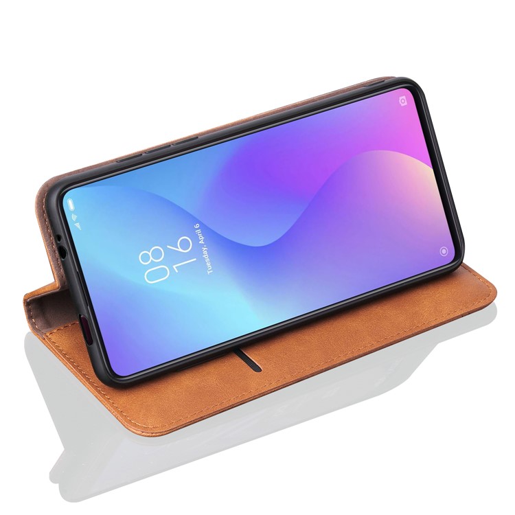 Auto-absorbed Crazy Horse Leather Wallet Phone Case for Xiaomi Redmi K20 Pro/Redmi K20/Xiaomi Mi 9T/Mi 9T Pro - Light Brown-6