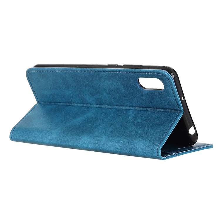 Litchi Texture Wallet Stand Leather Phone Shell for Xiaomi Redmi 7A - Blue-4