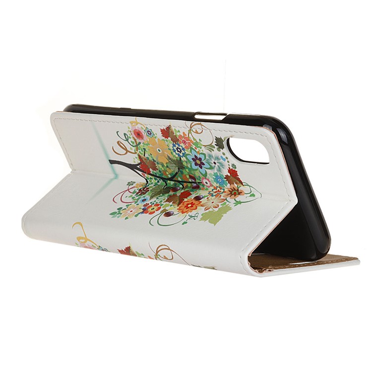 Pattern Printing Leather Wallet Phone Casing for Xiaomi Redmi 7A - Colorized Tree-3