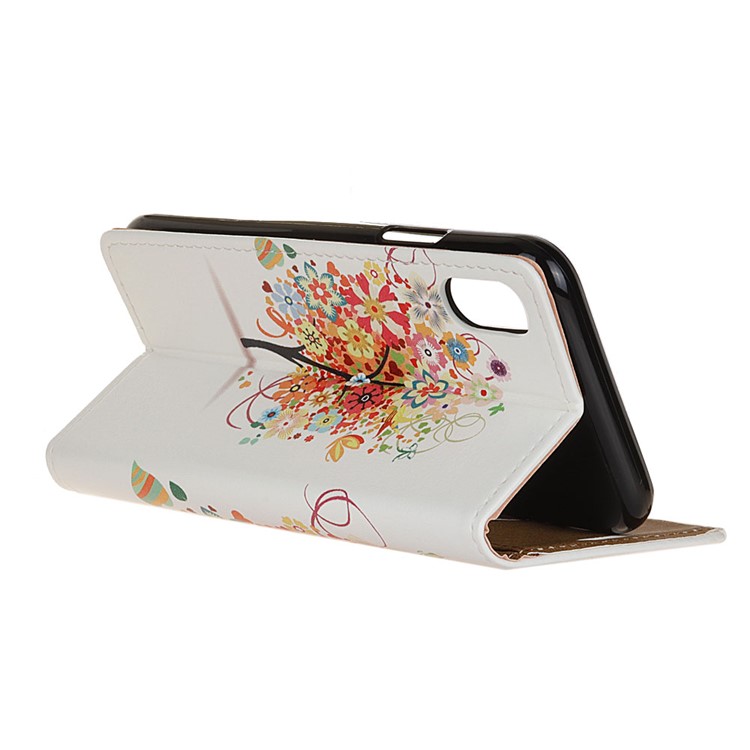 Pattern Printing Leather Wallet Phone Casing for Xiaomi Redmi 7A - Flowered Tree-3