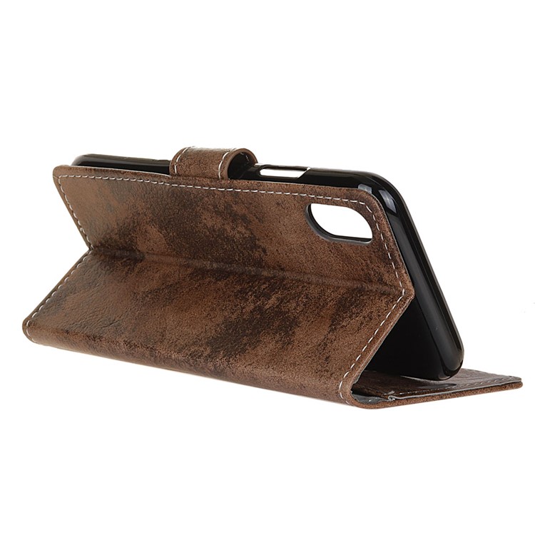 Vintage Style Leather Wallet Case Cover for Xiaomi Redmi 7A - Coffee-11