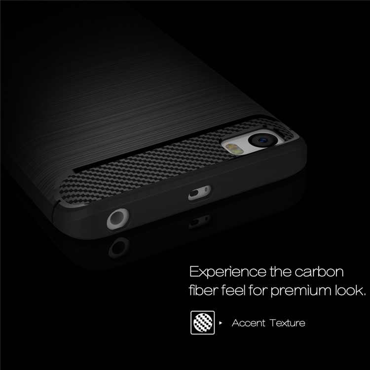 Brushed Carbon Fiber TPU Back Phone Case for Xiaomi Mi 5 - Black-3