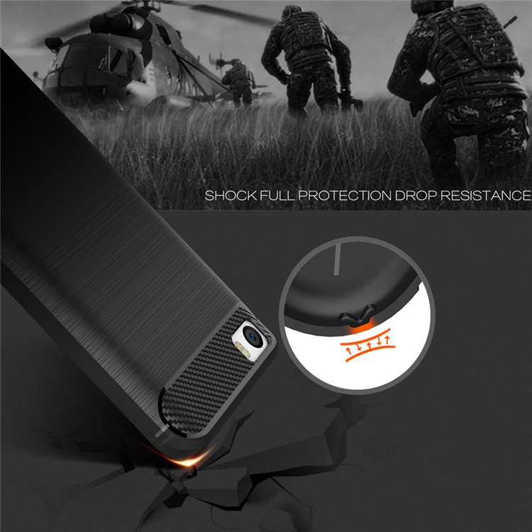 Brushed Carbon Fiber TPU Back Phone Case for Xiaomi Mi 5 - Black-5