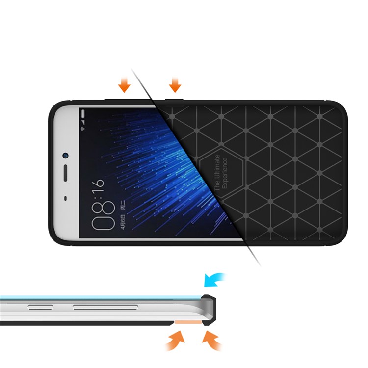 Brushed Carbon Fiber TPU Back Phone Case for Xiaomi Mi 5 - Black-7