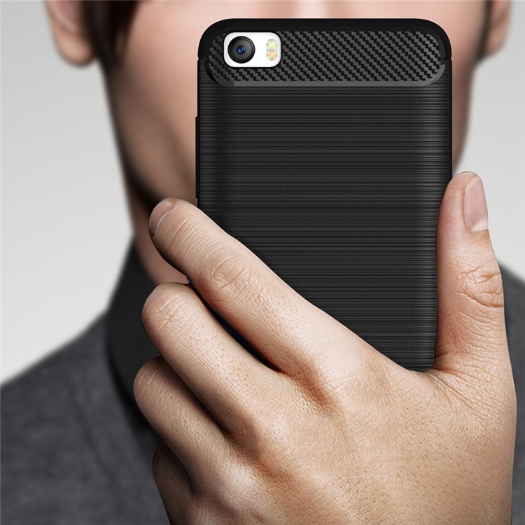 Brushed Carbon Fiber TPU Back Phone Case for Xiaomi Mi 5 - Black-8