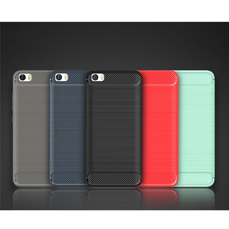 Brushed Carbon Fiber TPU Back Phone Case for Xiaomi Mi 5 - Black-9