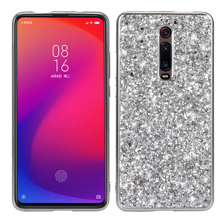 Sparkle Sequins Electroplating TPU Frame+PC Phone Case for Xiaomi Redmi K20 Pro/Redmi K20 Pro/Mi 9T/Mi 9T Pro - Silver-1