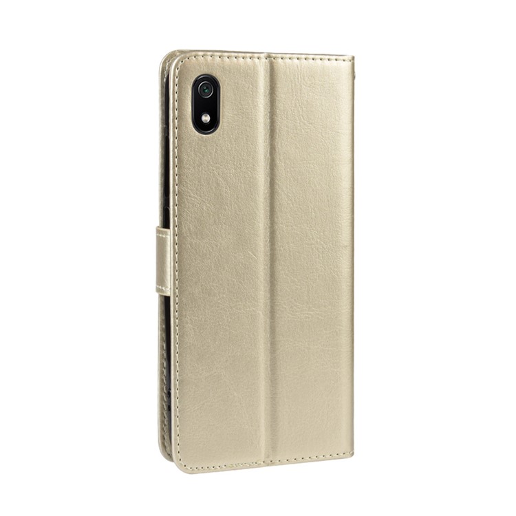 Crazy Horse Texture Leather Stand Wallet Phone Shell for Xiaomi Redmi 7A - Gold-8