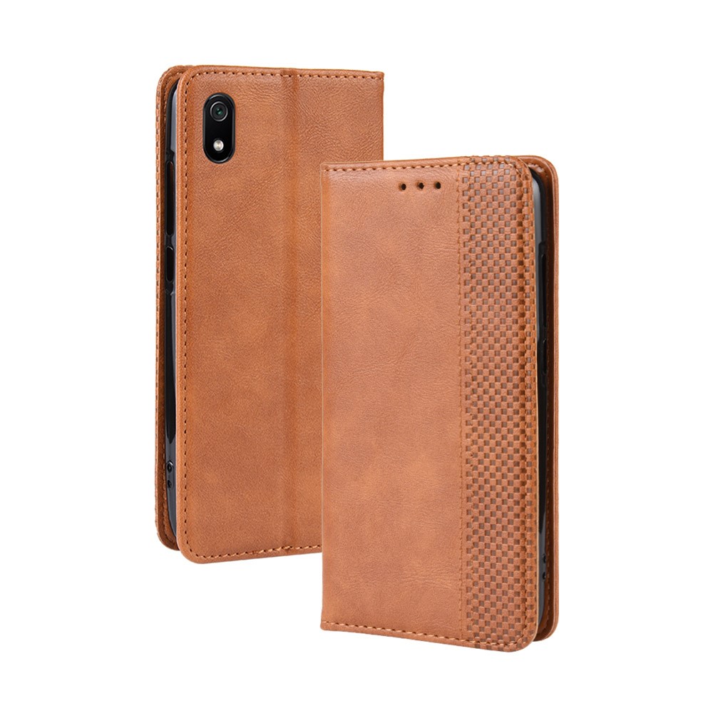 Copertina Per Telefoni Portafoglio in Pelle Per PU Vintage Per Xiaomi Redmi 7A - Marrone