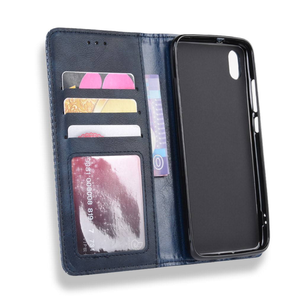 Vintage Style PU Leather Wallet Phone Cover for Xiaomi Redmi 7A - Blue-3