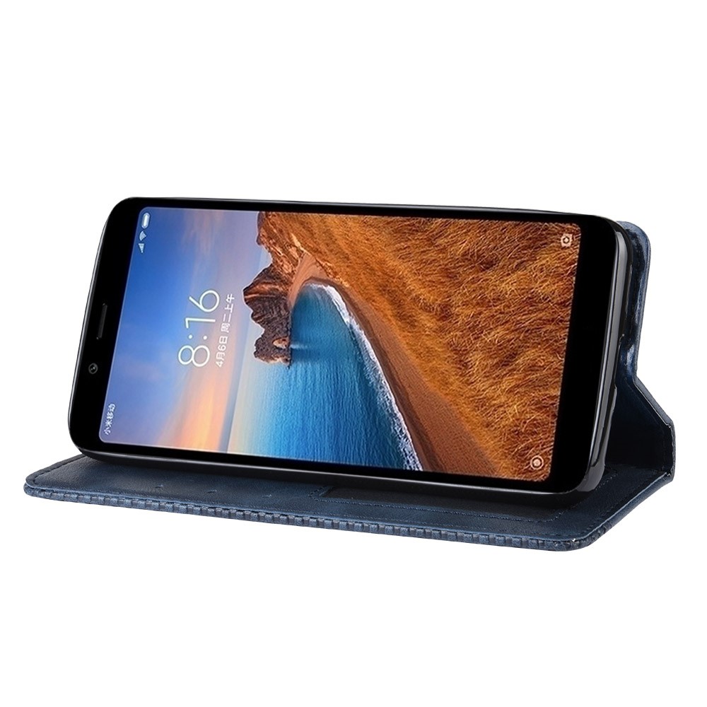 Vintage Style PU Leather Wallet Phone Cover for Xiaomi Redmi 7A - Blue-5