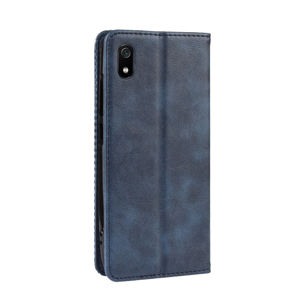 Couverture de Téléphone de Portefeuille en Cuir PU de Style Vintage Pour Xiaomi Redmi 7a - Bleu