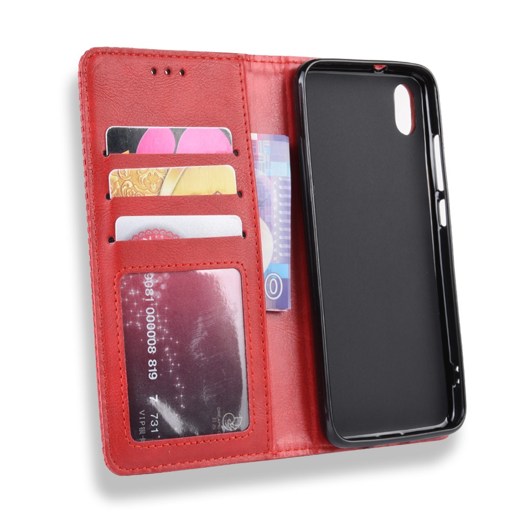 Vintage Style PU Leather Wallet Phone Cover for Xiaomi Redmi 7A - Red-3