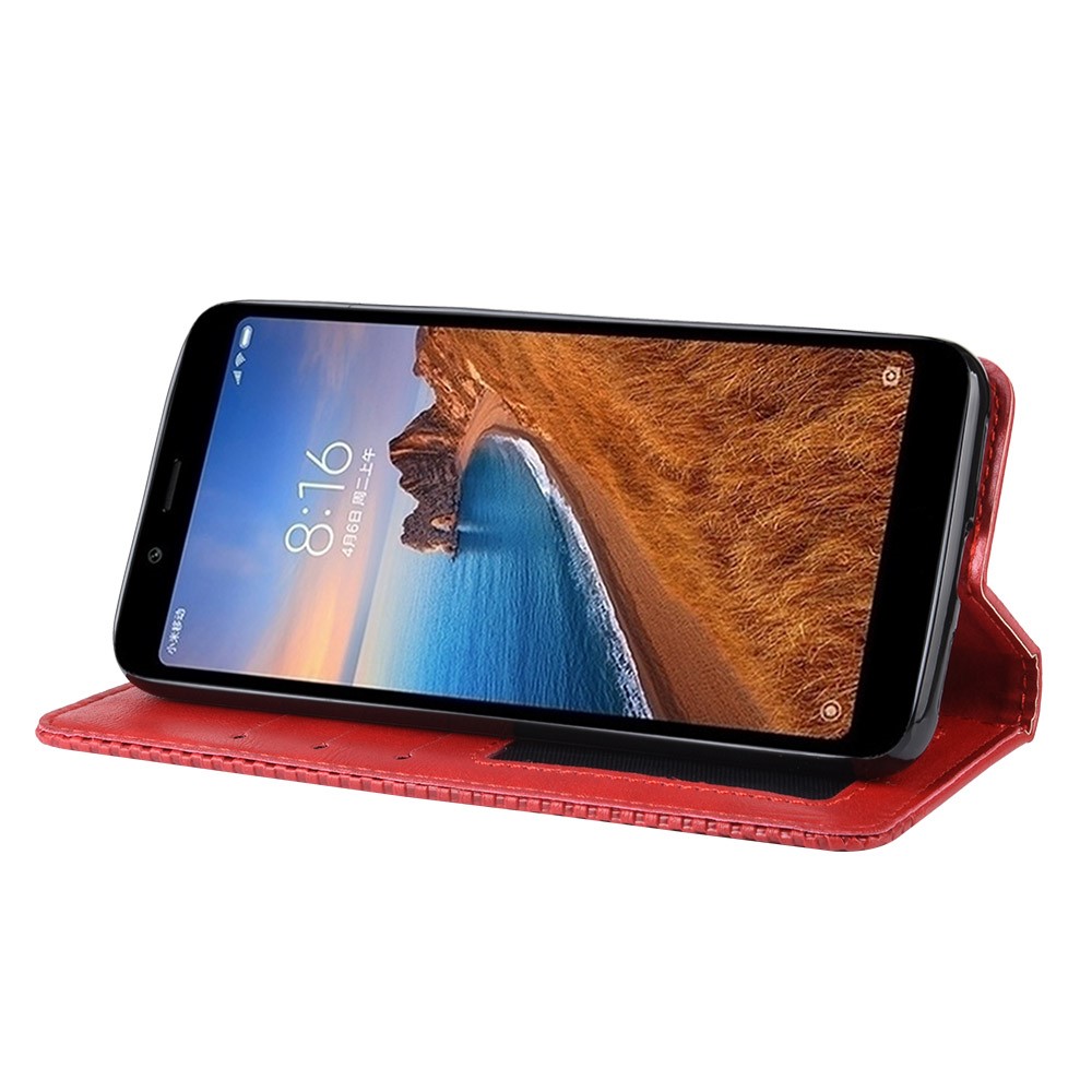 Vintage Style PU Leather Wallet Phone Cover for Xiaomi Redmi 7A - Red-5