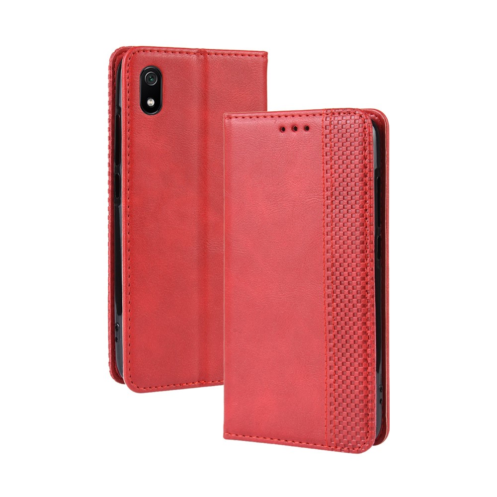 Vintage Style PU Leather Wallet Phone Cover for Xiaomi Redmi 7A - Red-7