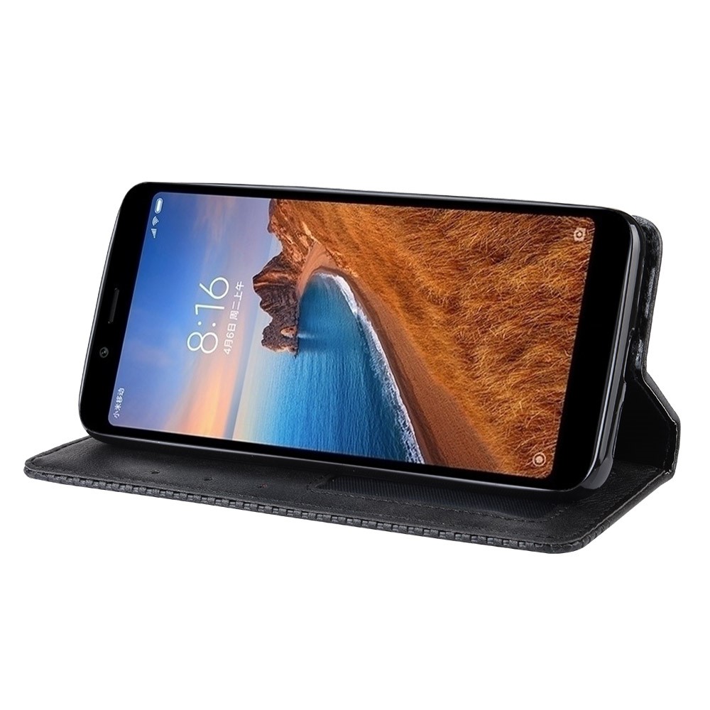 Vintage PU Cuero PU Cover Cover Para Xiaomi Redmi 7a - Negro