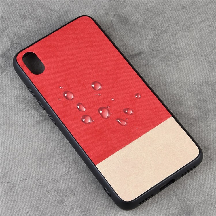 Jean Cloth Texture Dual Color Splicing PU Leather Coated PC + TPU Hybrid Phone Shell for Xiaomi Redmi 7A - Red / White-5