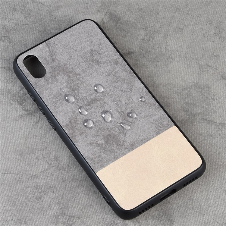 Jean Cloth Texture Dual Color Splicing PU Leather Coated PC + TPU Hybrid Phone Shell for Xiaomi Redmi 7A - Grey / White-5