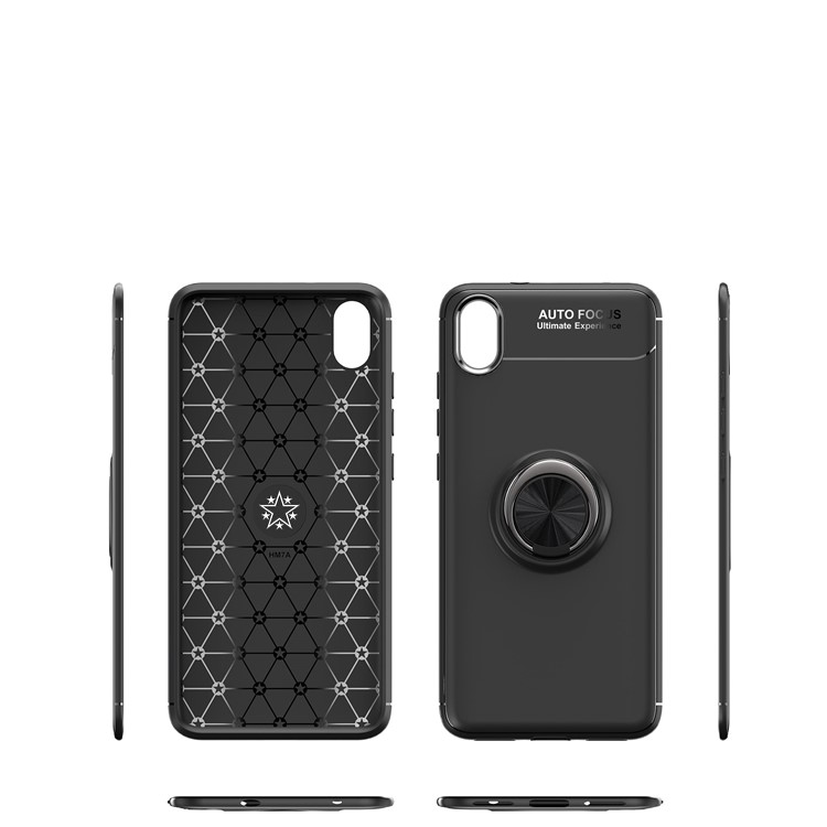 Kickstand TPU Phone Case (Built-in Magnetic Metal Sheet) for Xiaomi Redmi 7A - All Black-11
