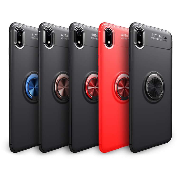 Kickstand TPU Phone Case (Built-in Magnetic Metal Sheet) for Xiaomi Redmi 7A - All Black-13