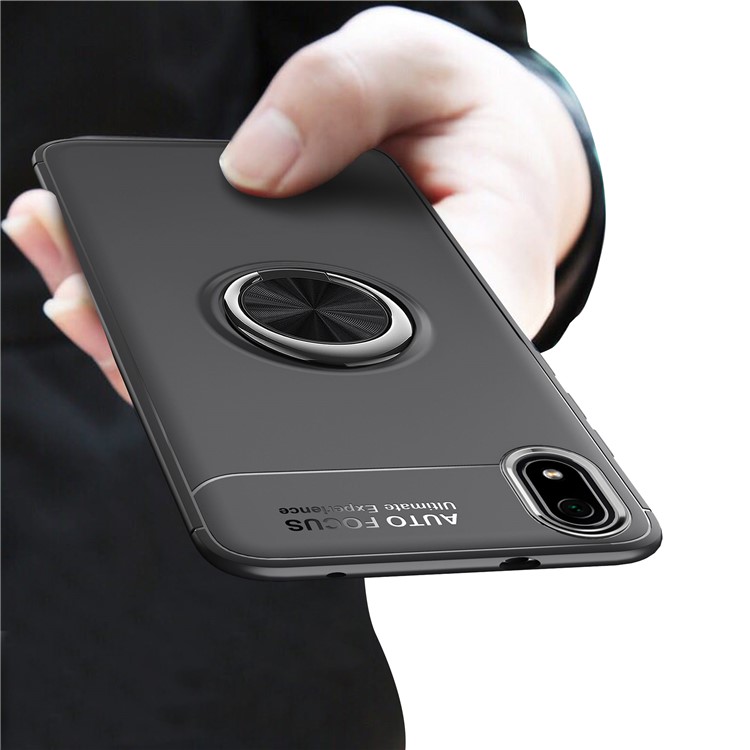 Kickstand TPU Phone Case (Built-in Magnetic Metal Sheet) for Xiaomi Redmi 7A - All Black-3