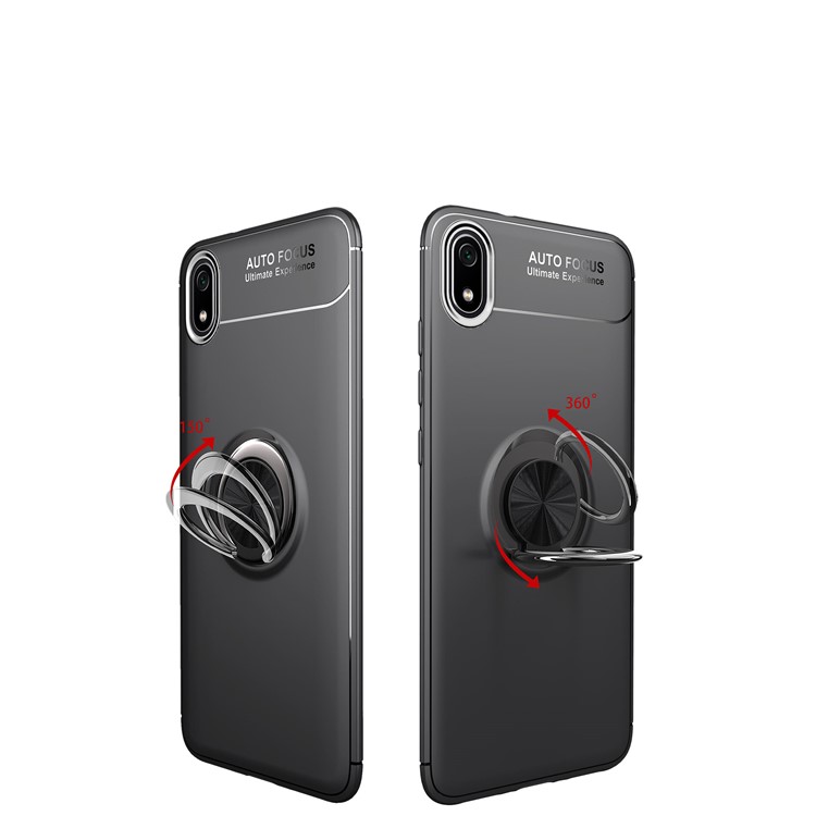 Kickstand TPU Phone Case (Built-in Magnetic Metal Sheet) for Xiaomi Redmi 7A - All Black-6