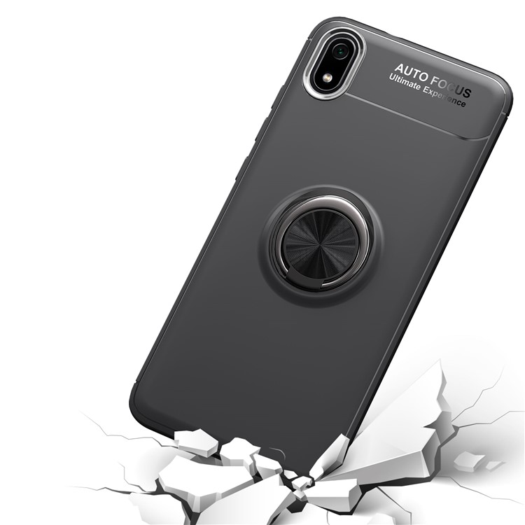 Kickstand TPU Phone Case (Built-in Magnetic Metal Sheet) for Xiaomi Redmi 7A - All Black-9