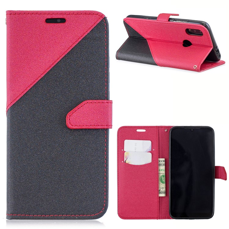 Sand-like Grain Dual-color Leather Phone Cover for Xiaomi Redmi 7 - Rose-1