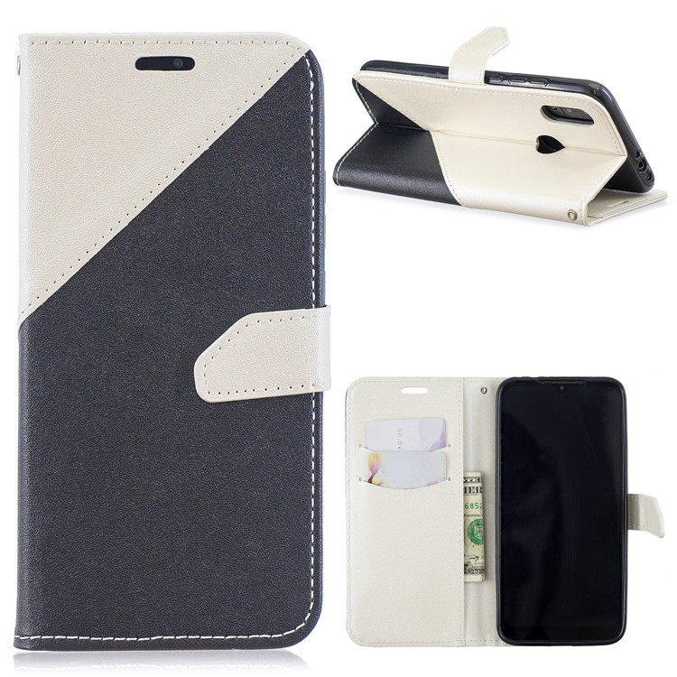 Sand-like Grain Dual-color PU Leather Wallet Stand Phone Cover for Xiaomi Redmi Note 7 / Note 7 Pro (India) / Note 7S - White-1