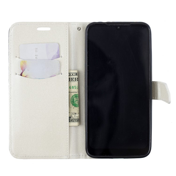 Sand-like Grain Dual-color PU Leather Wallet Stand Phone Cover for Xiaomi Redmi Note 7 / Note 7 Pro (India) / Note 7S - White-7